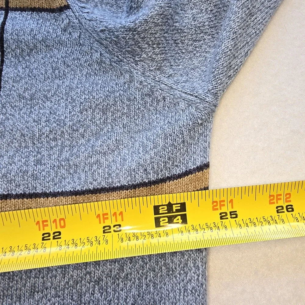 Dockers Men's XL V-Neck Sweater Light‎ Blue Windowpane Plaid Golf Preppy EUC